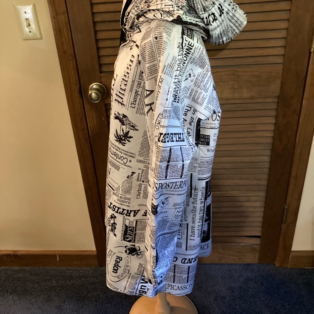 Women’s XL Newsprint Patterned Raincoat